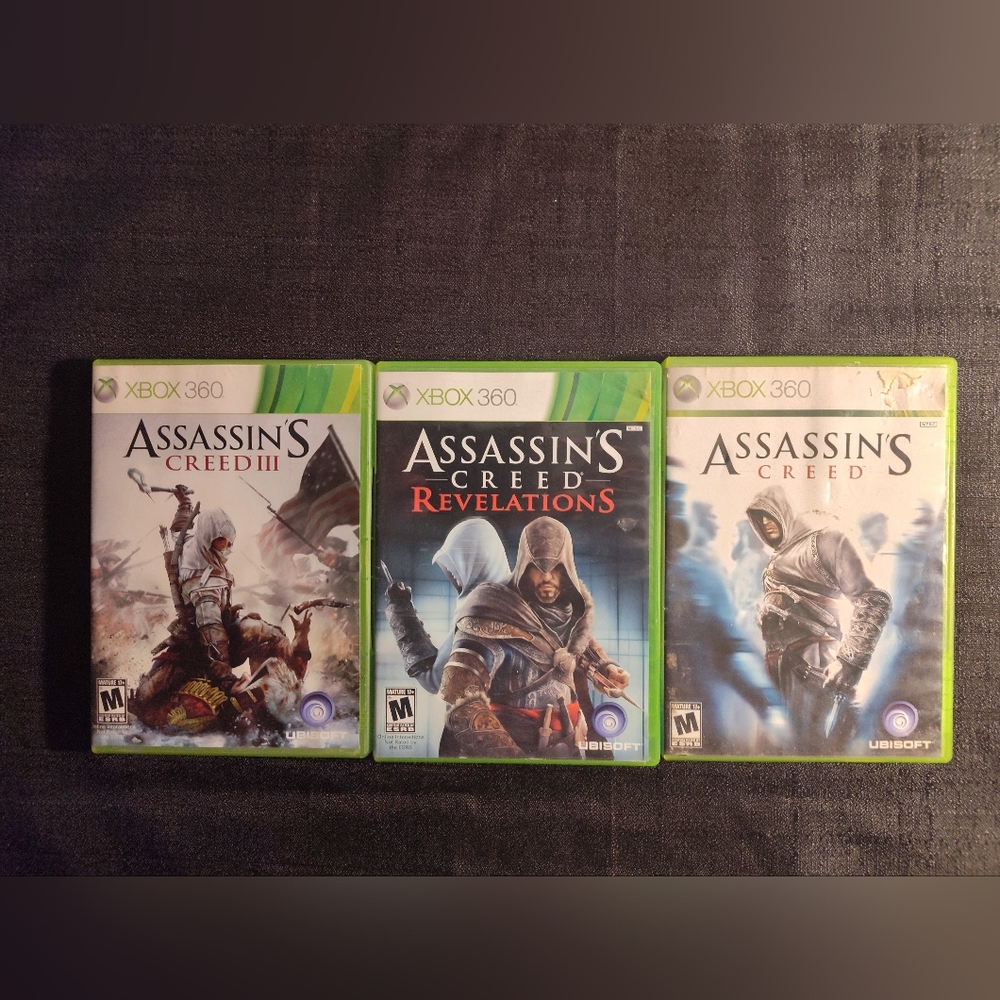 Three games Xbox 360 assassin's Creed.